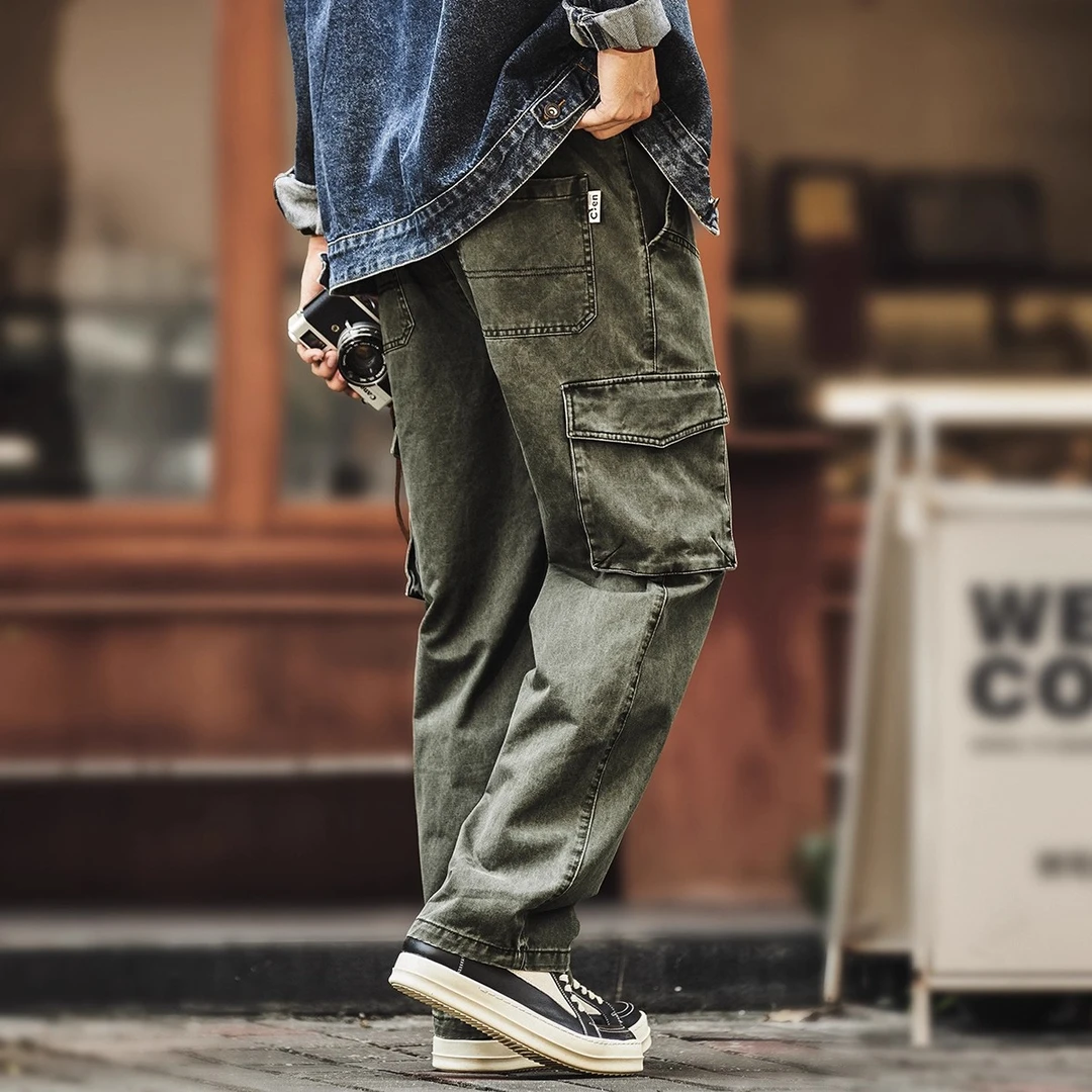 高级感美式复古工装裤男2025春秋新款潮牌宽松直筒多口袋休闲长裤