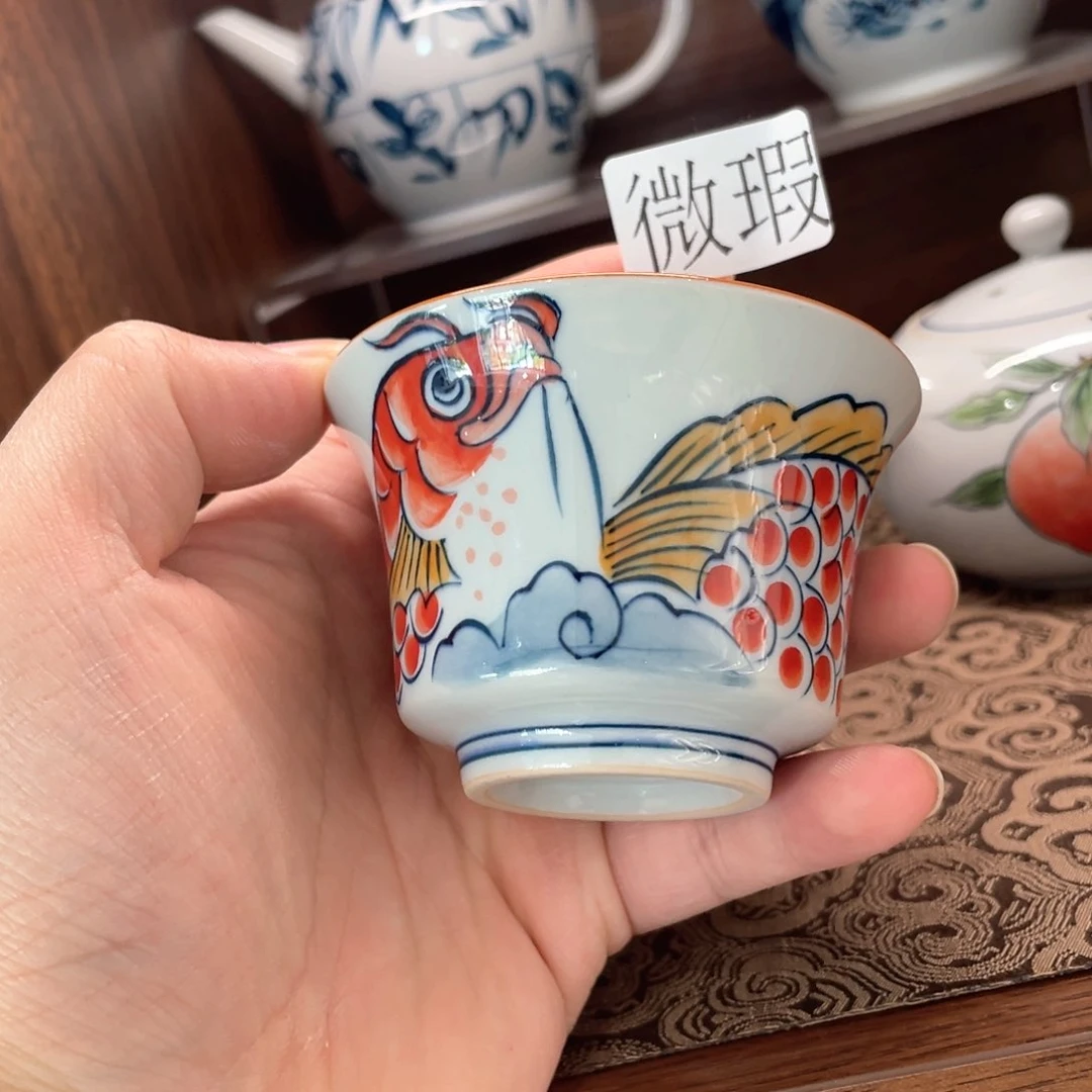 釉下手绘茶具微瑕