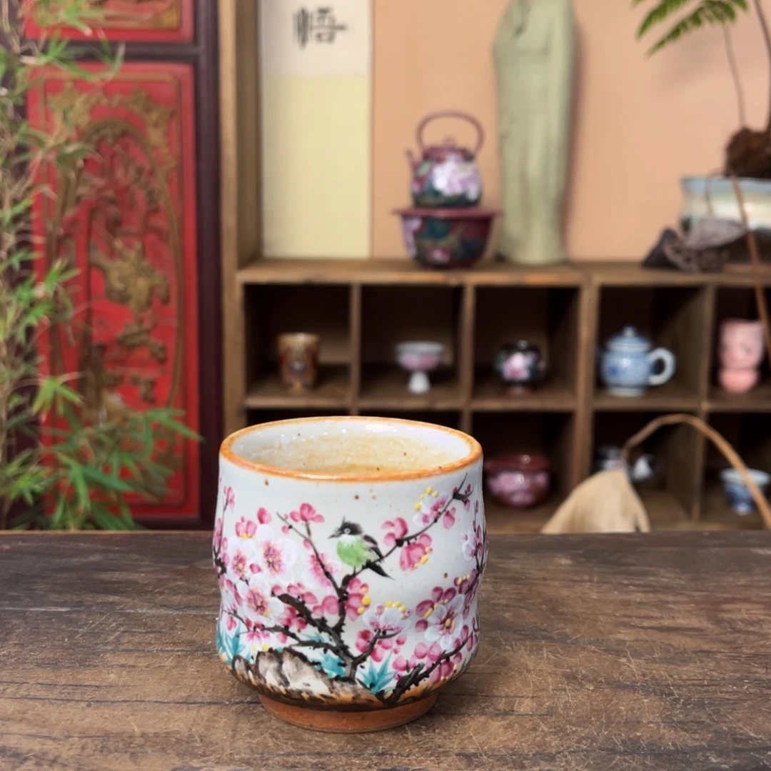 杯柴烧手工手绘陶瓷
