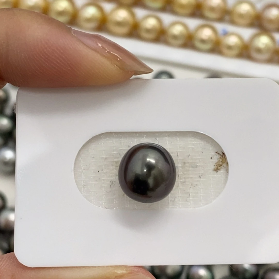 裸珠海水珍珠大溪地钢琴黑无暇10.2m
