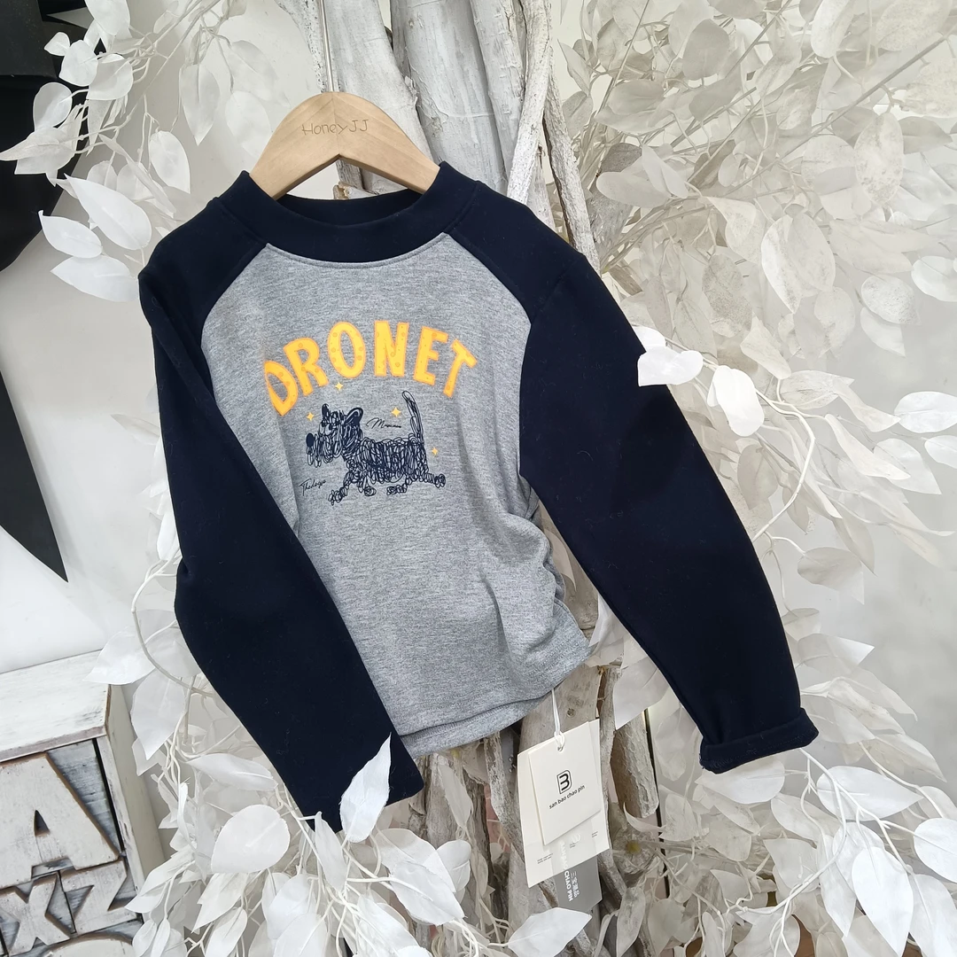 V054黑灰色绒面短款女童上衣/三宝