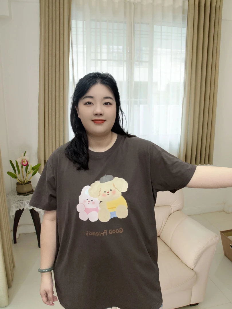 [处理]夏季新款大码休闲时尚舒适宽松潮流纯棉短袖女（两个人）