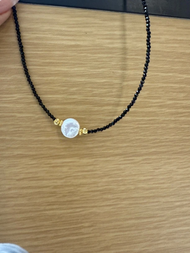 非金属仿水晶项链 娜娜家轻奢黑色水晶珍珠项链