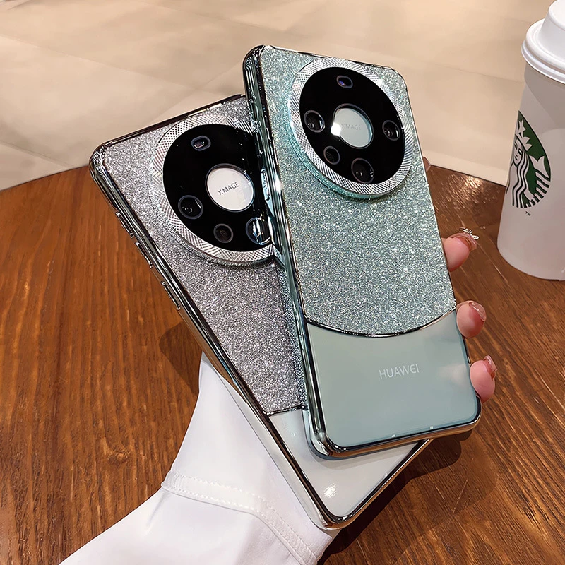 网红满天星闪粉适用华为mate60pro＋手机壳带镜头膜网红潮牌保护套