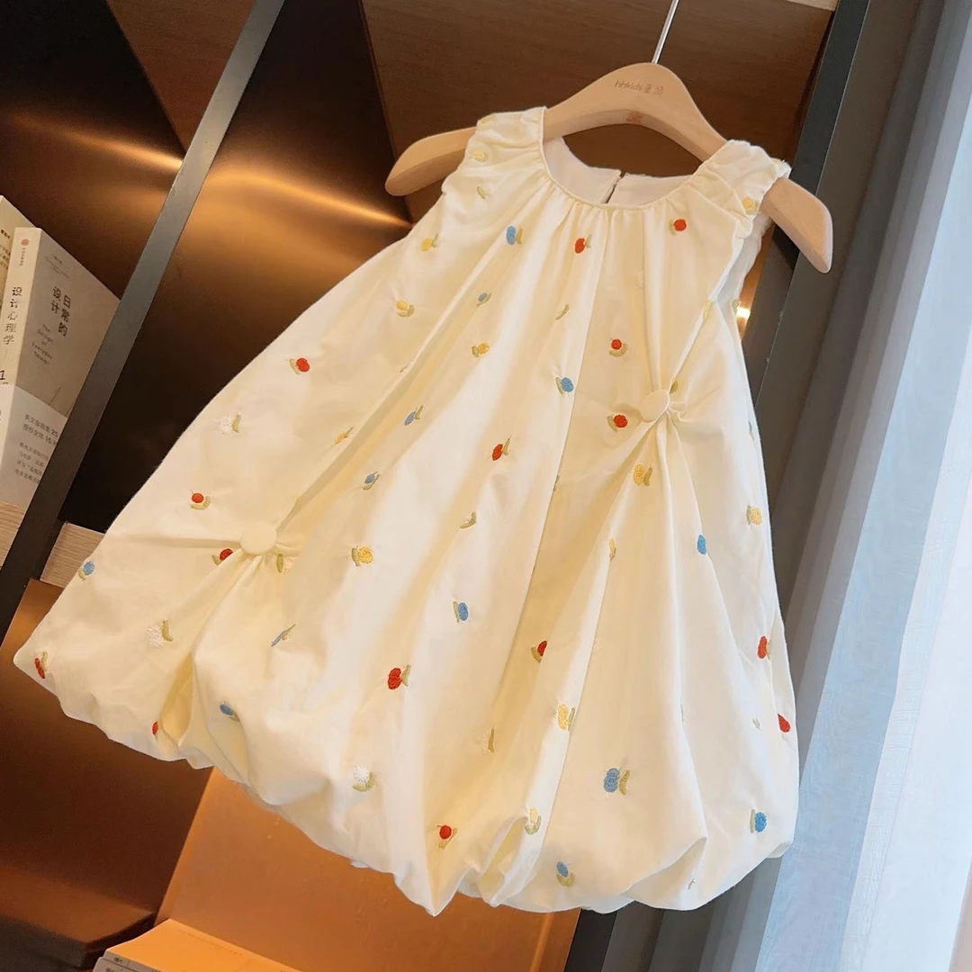 女童连衣裙2025新款宝宝公主刺绣裙子夏季无袖儿童服装女童夏装