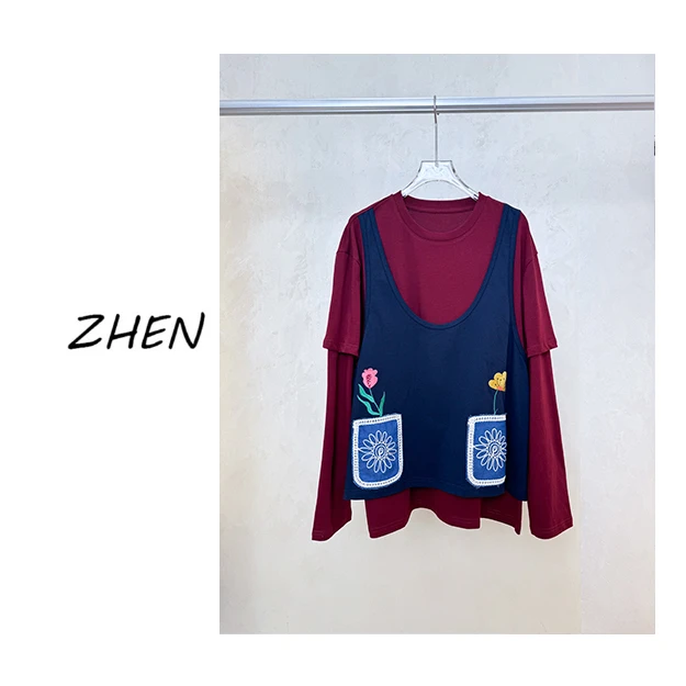 【ZHEN】25K001242 2025新款修身显瘦气质小众设计师款上衣卫衣
