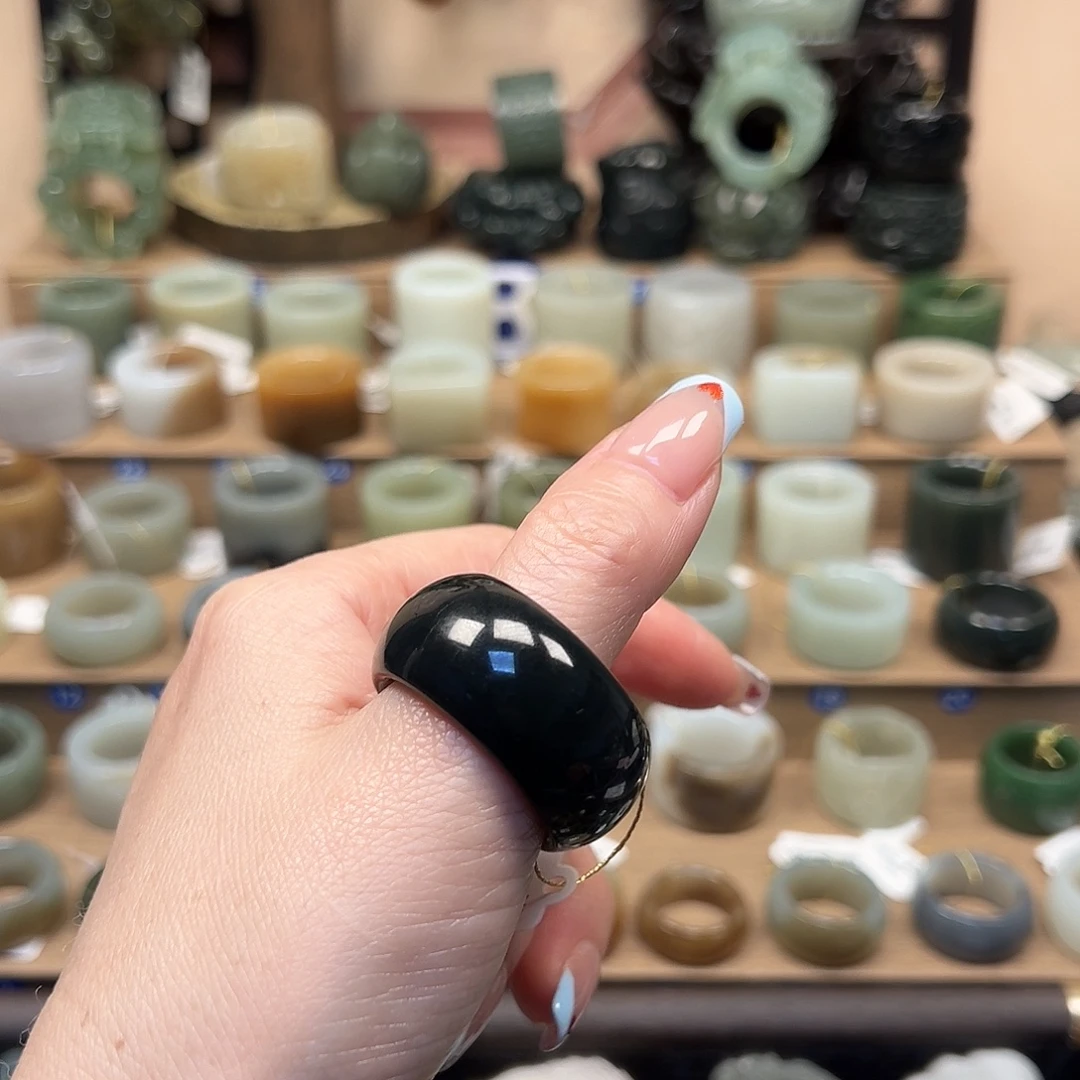 和田玉未镶嵌戒指25内径38号