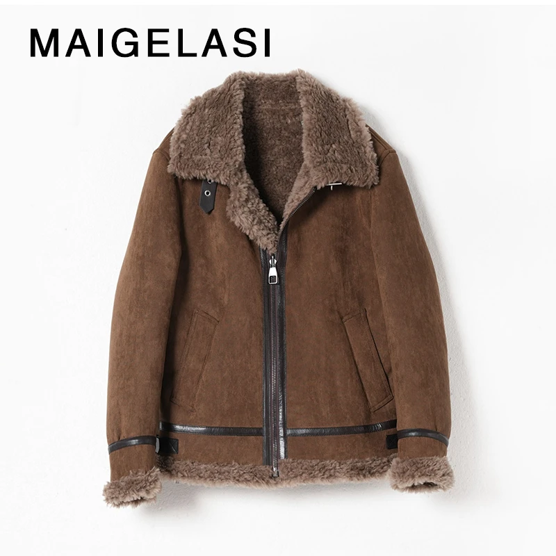 2025新款海宁高品质男装羊毛一体外套绵羊毛羊剪绒夹