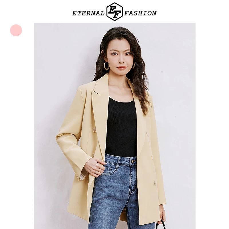 EF秋冬新款休闲西装外套女小个子西装宽松时尚西服1040613001