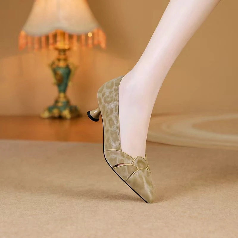 秋季新款浅口9552/牛皮33-40豹纹性感高跟高跟气质时装单鞋9648