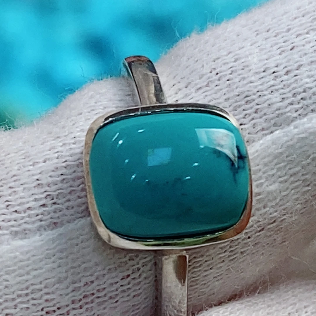 绿松石银S925镶嵌原矿无优化