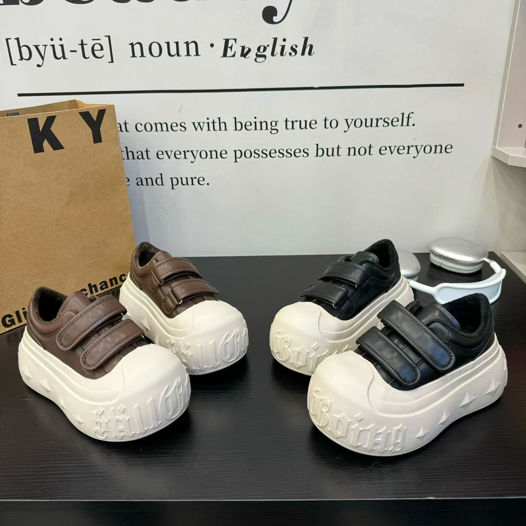 【十六号】欧货魔术贴厚底松糕面包鞋秋季增高松糕休闲鞋棉鞋2866-1