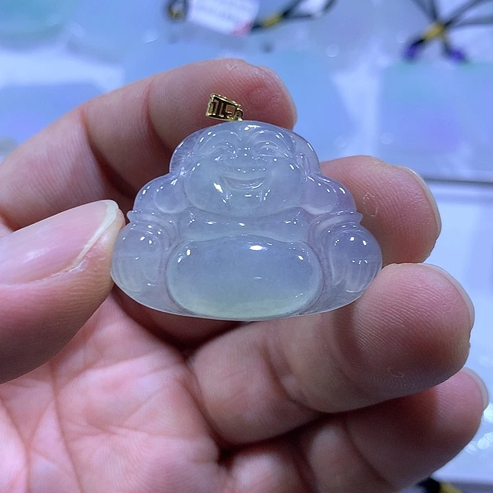 翡翠18K金镶嵌颈饰天然翡翠A货吊坠
