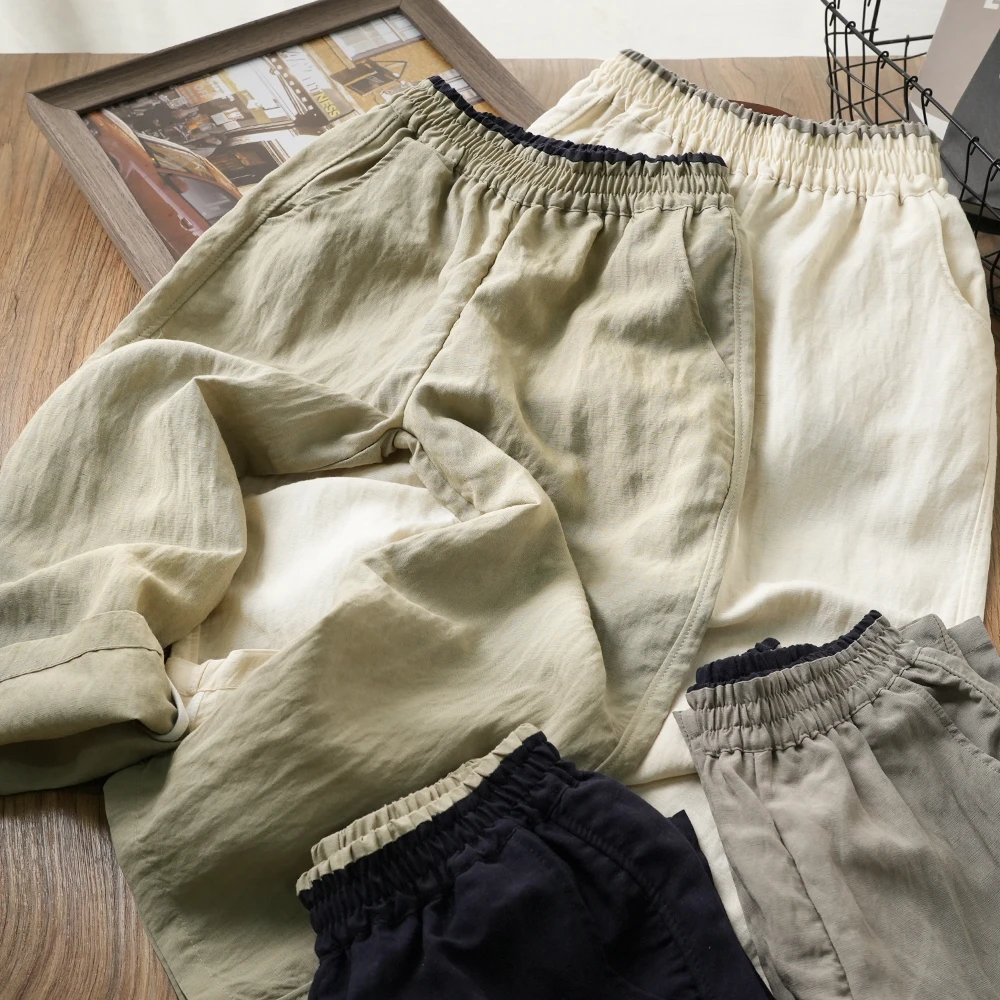 休闲裤夏季款男童简约拼色腰长裤中大童儿童凉感裤子25298