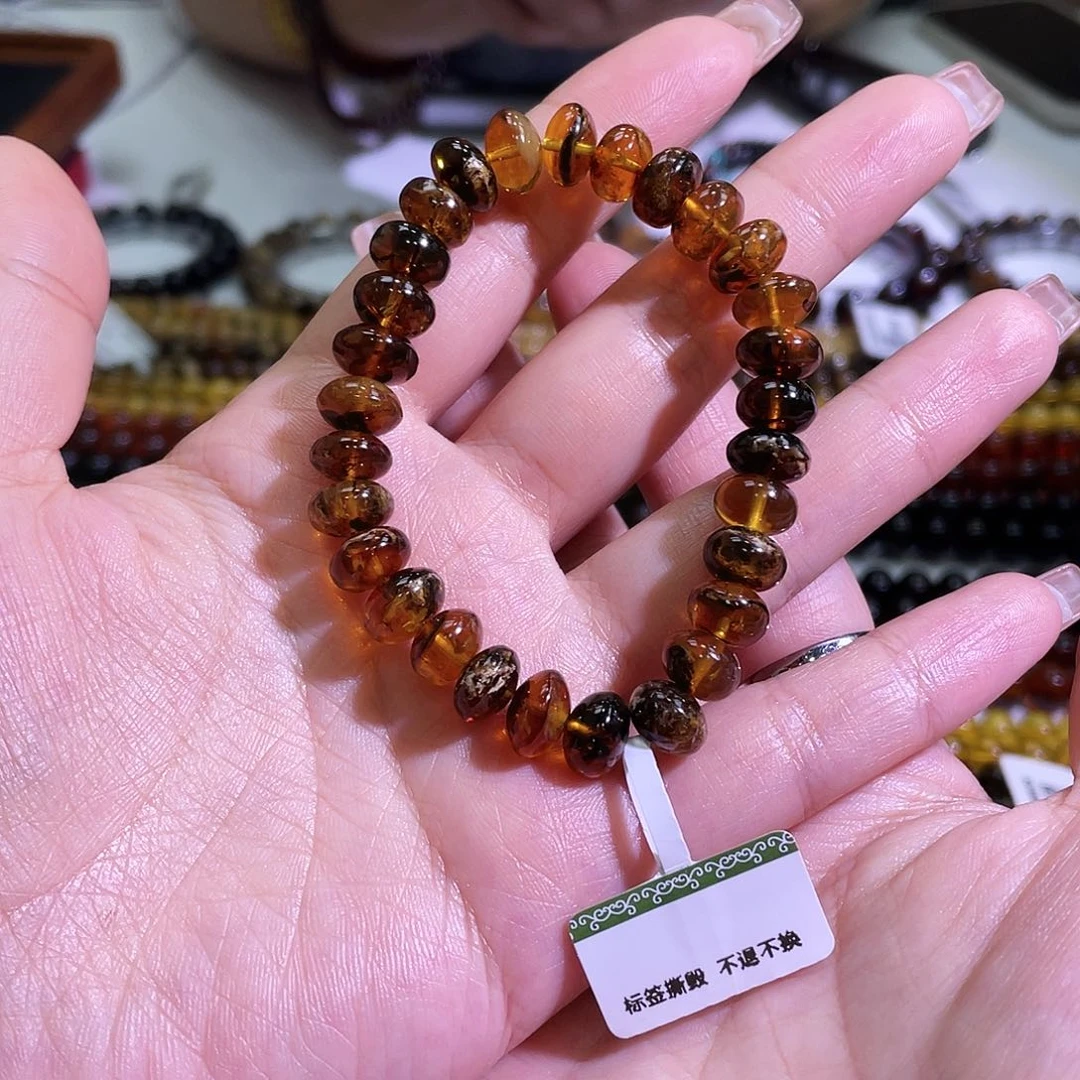 未镶嵌琥珀裸石9+花腊手串