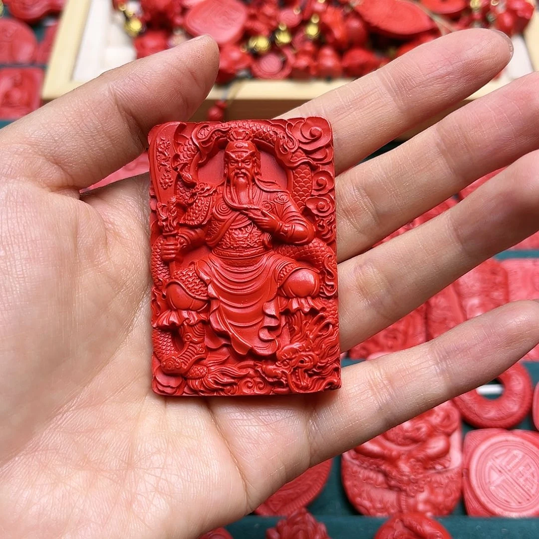 天然辰砂品牌二爷吊坠