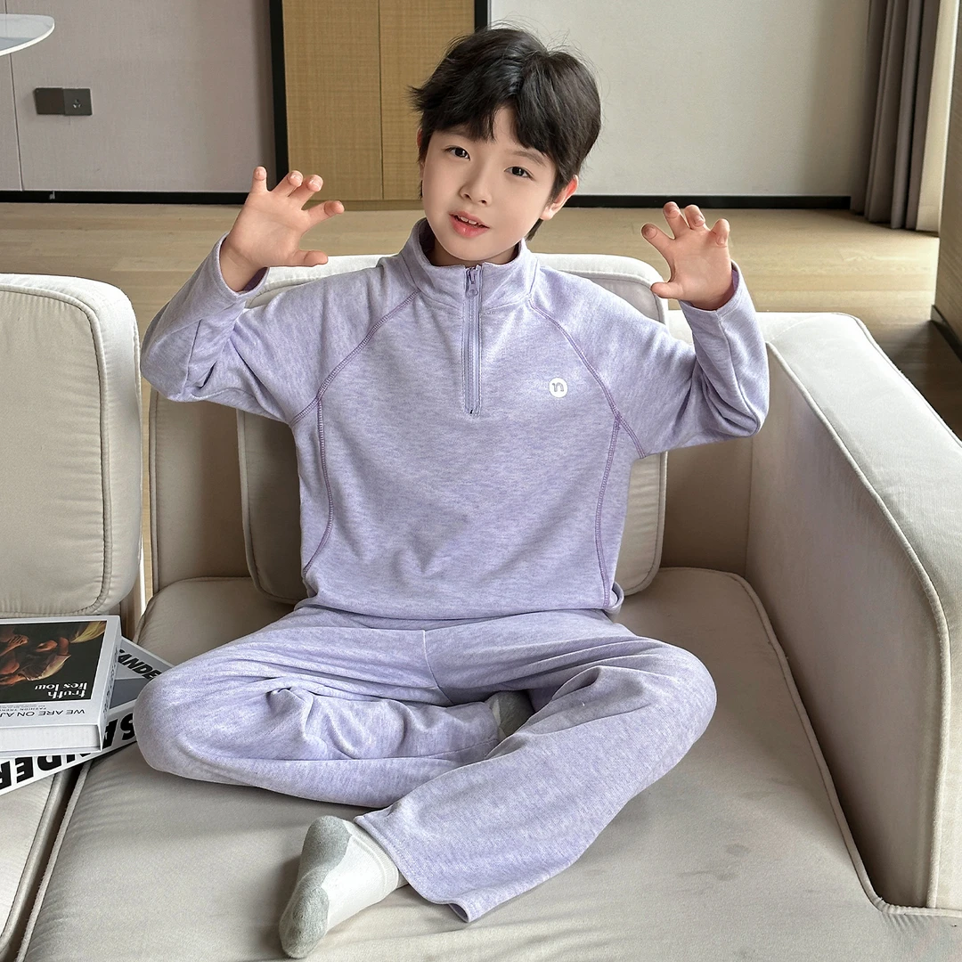 儿童睡衣男孩2025新款秋冬季保暖家居服套装中大童校服神器可外穿