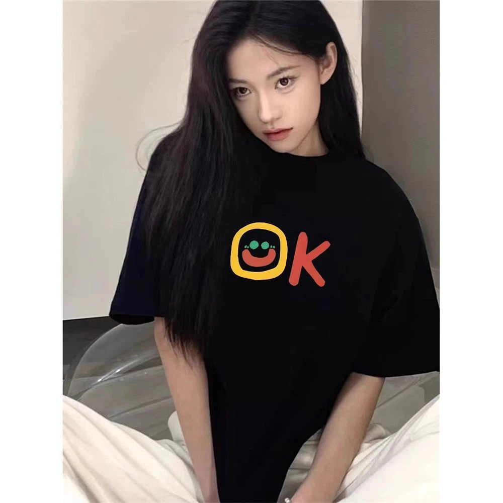 重磅纯棉短袖新款t恤女宽松小众潮牌上衣女装情侣百搭美式设计感