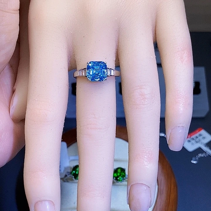 海蓝宝石戒圈银S925镶嵌