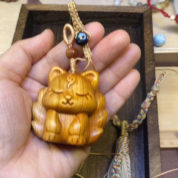 木崖柏手把件凤九编活扣