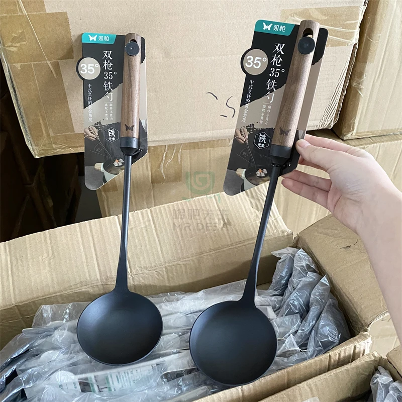 家用勺子黑胡桃木柄防烫防锈烹饪用具