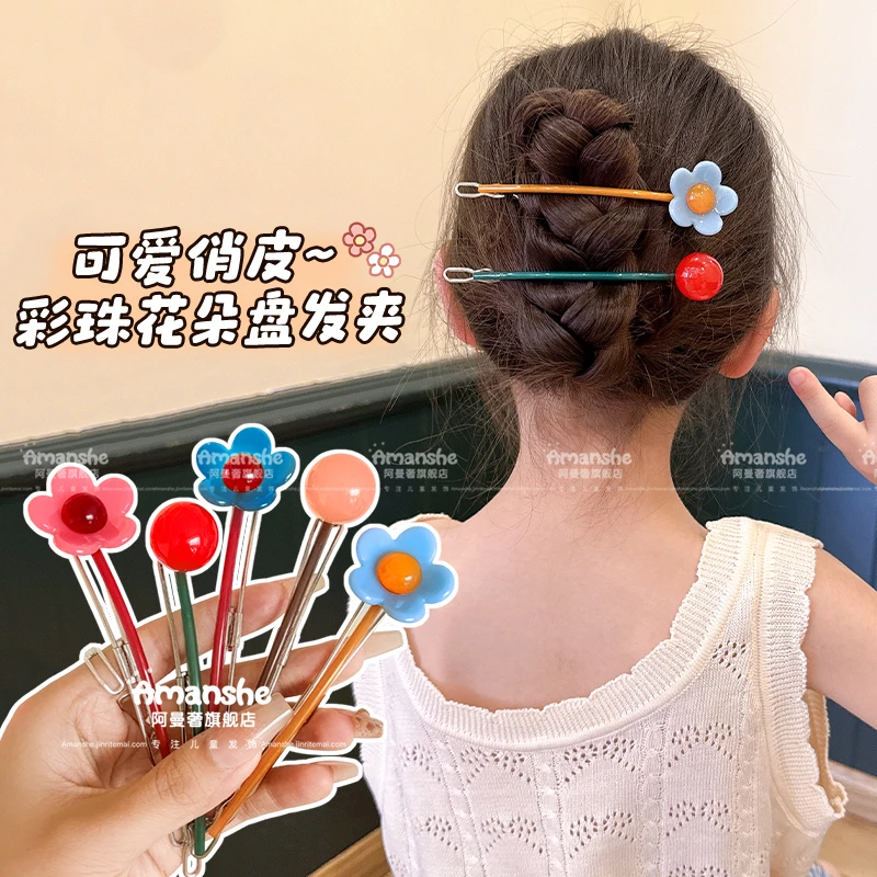 夏季新品糖果色花朵一字夹少女清爽醋酸盘发夹青蛙扣发卡抓夹发饰