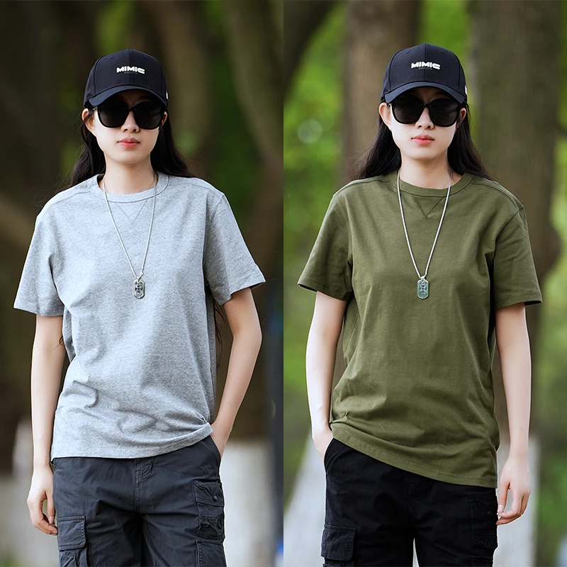 12120春新款文艺复古简约纯色简约圆领舒适宽松百搭休闲减龄T恤