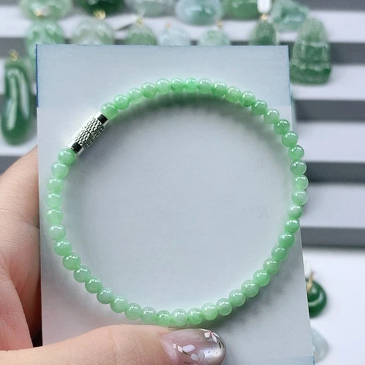 天然翡翠A货手链卡3.8mm手工百搭