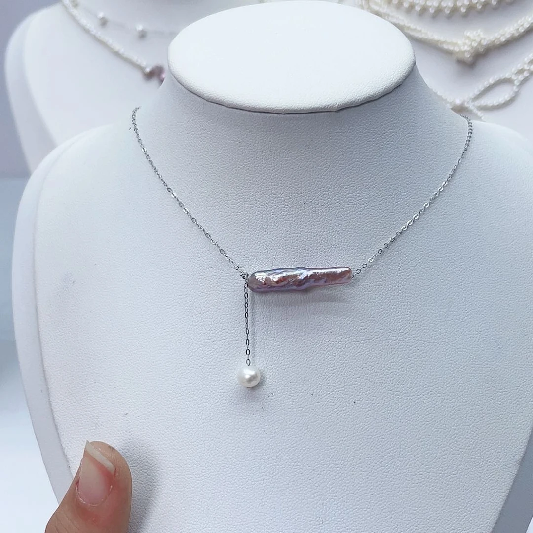 颈饰银S925镶嵌淡水珍珠