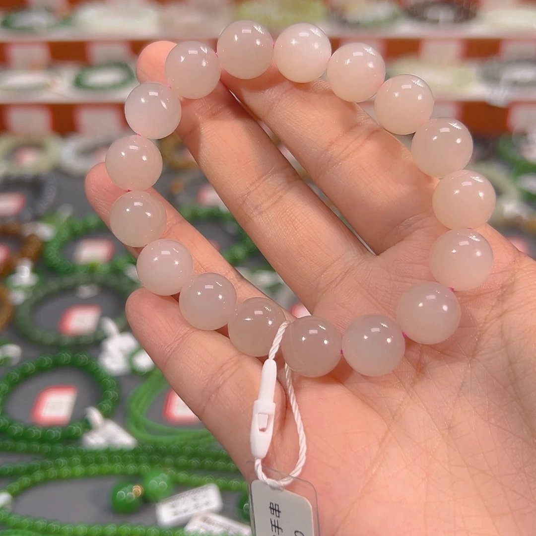 和田玉颈饰未镶嵌藕粉手串卡12