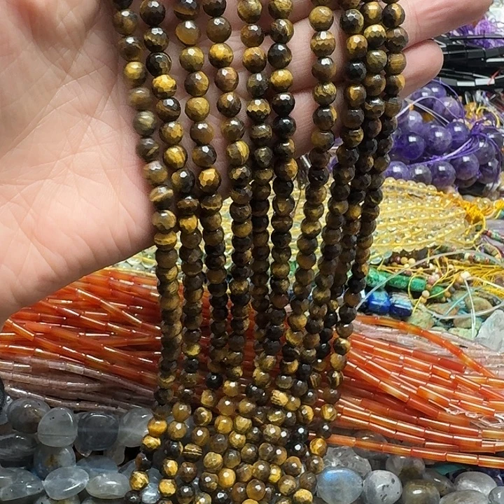 玛瑙/玉髓未镶嵌珠宝半成品一条6mm虎眼切面