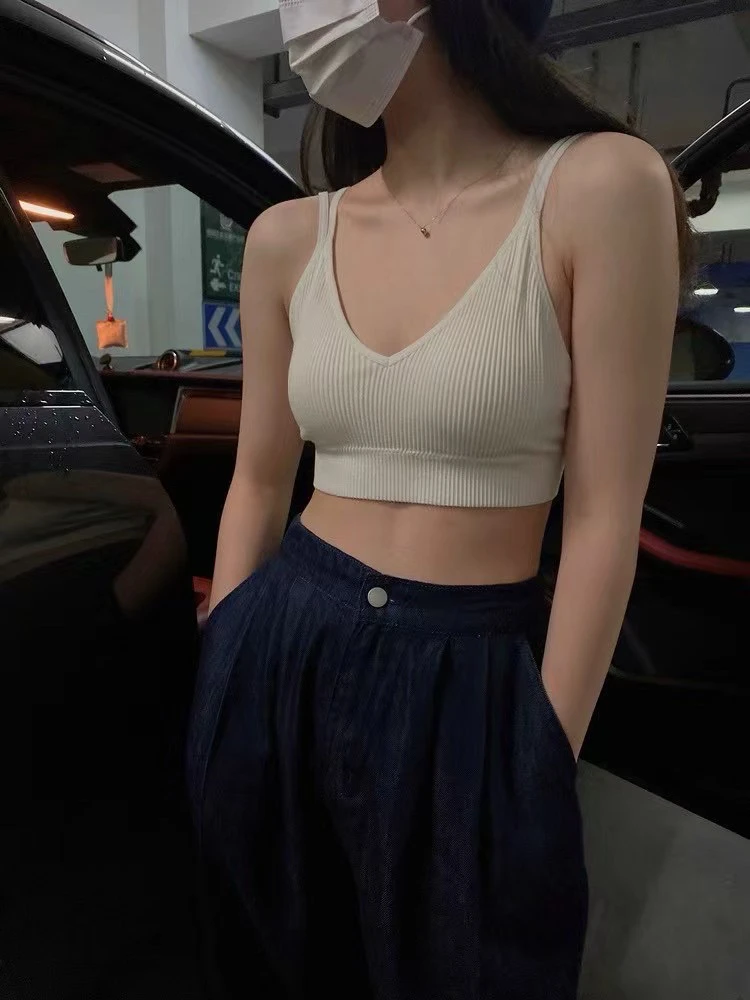 法式风背心吊带学生欧美风性感夏季纯欲风吊带瑜伽网红聚拢