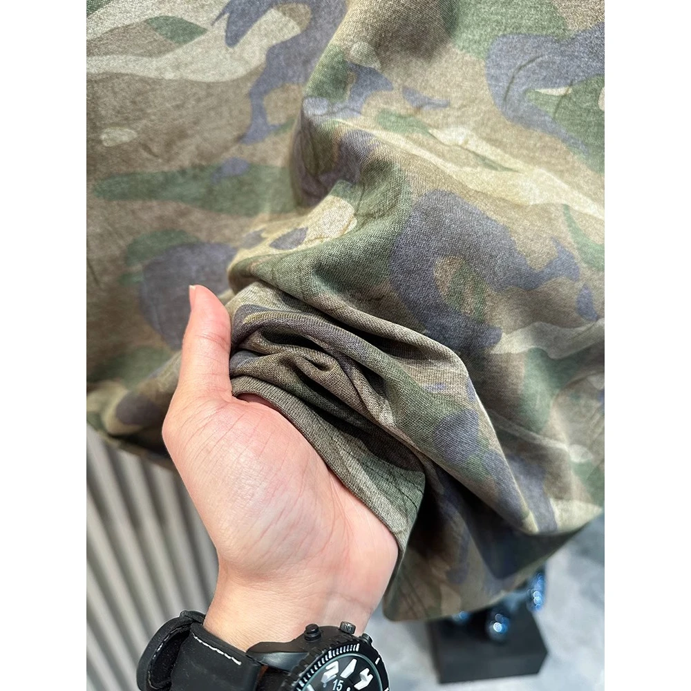 2025夏季新款美式潮流潮牌百搭迷彩男士透气运动钓鱼上衣休闲伪装