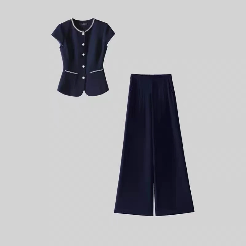 336时尚新款休闲套装马甲修身显瘦夏季通勤两件套