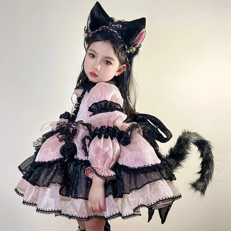 女童可爱猫咪二次元公主裙万圣节cos服装儿童露娜猫洛丽