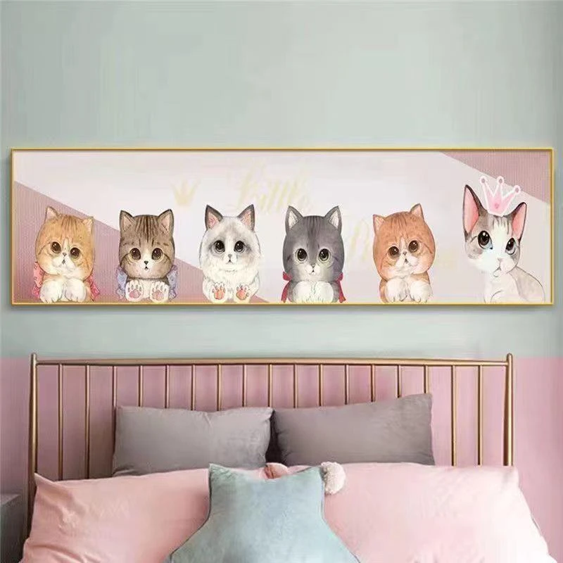 北欧卧室床头装饰画儿童房卡通动物挂画现代简约男孩女孩房间壁画