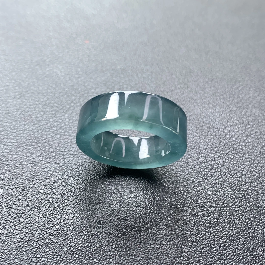 天然翡翠冰种深蓝方戒极简冰透指环无瑕翡翠戒圈