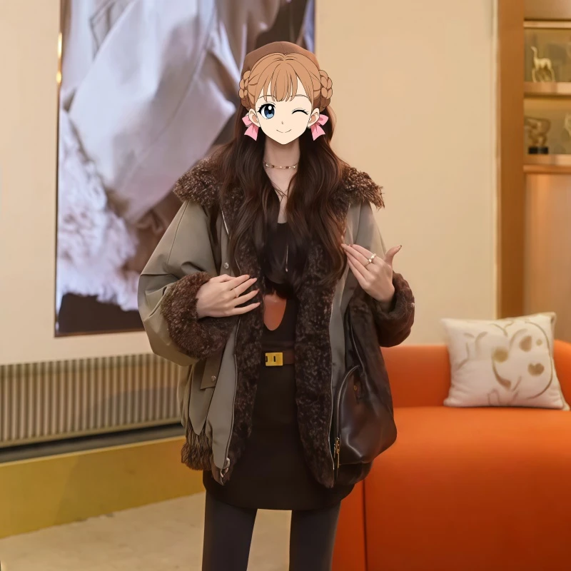 外套女款爆款2025新款秋季女士网红款外套棉服韩版宽松时尚棉服女