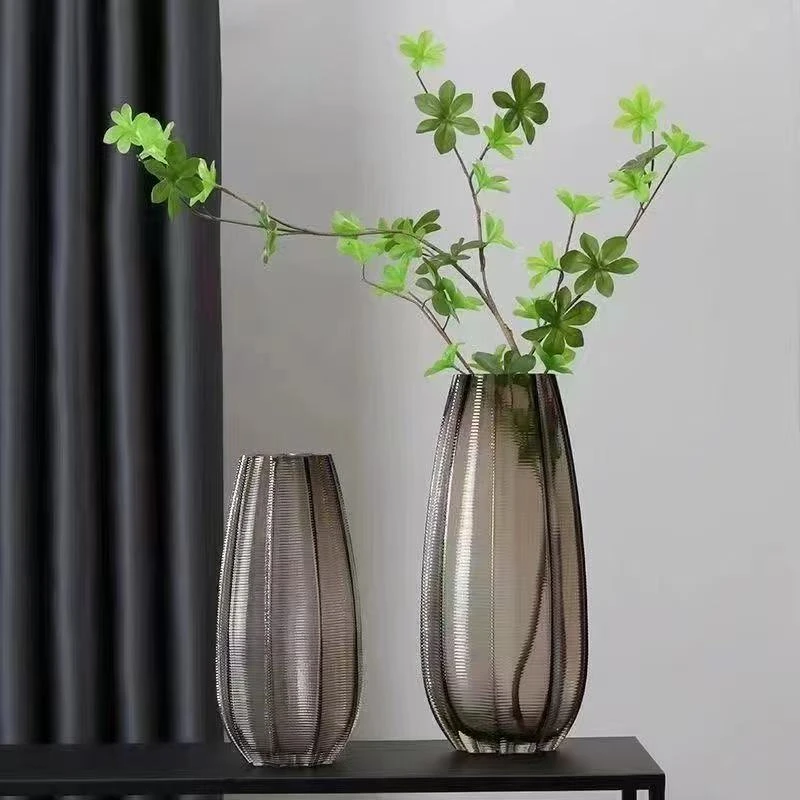 北欧风玻璃花瓶轻奢仿真花雪柳枝插花摆件客厅玄关装饰摆放花束