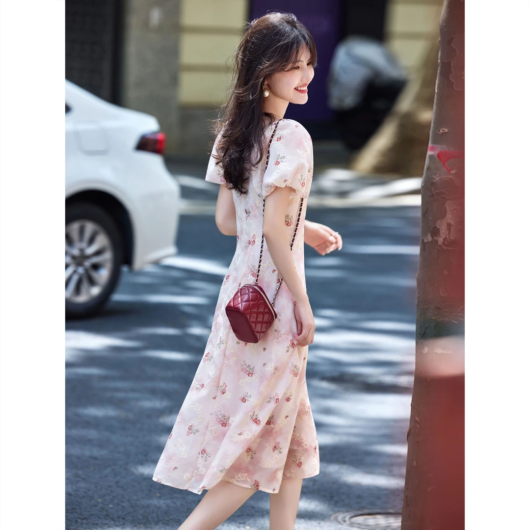 【新款上新】苏醒的乐园气质碎花连衣裙SXL25145