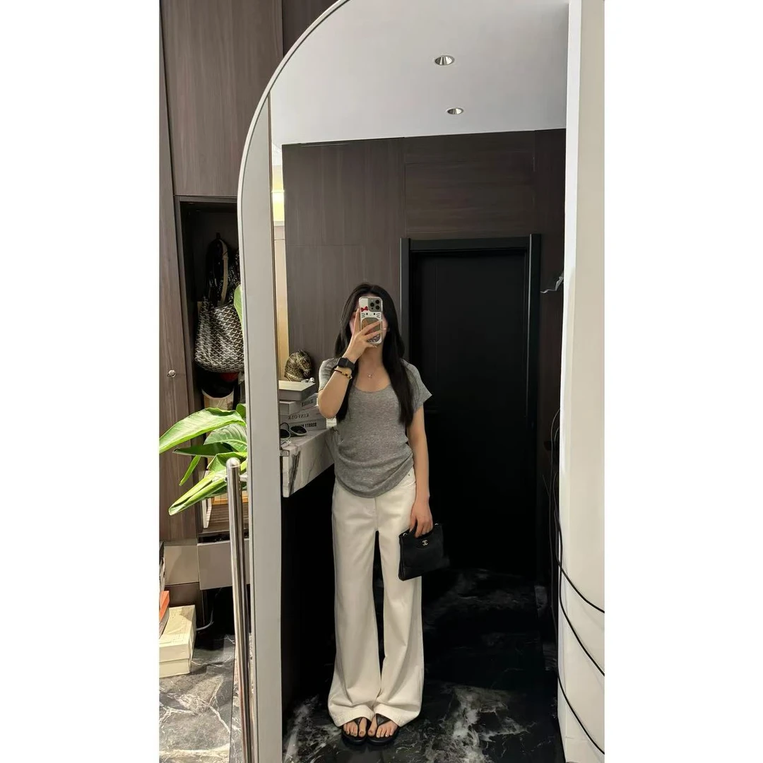 【白色美学】高腰显瘦舒服阔腿拖地牛仔裤