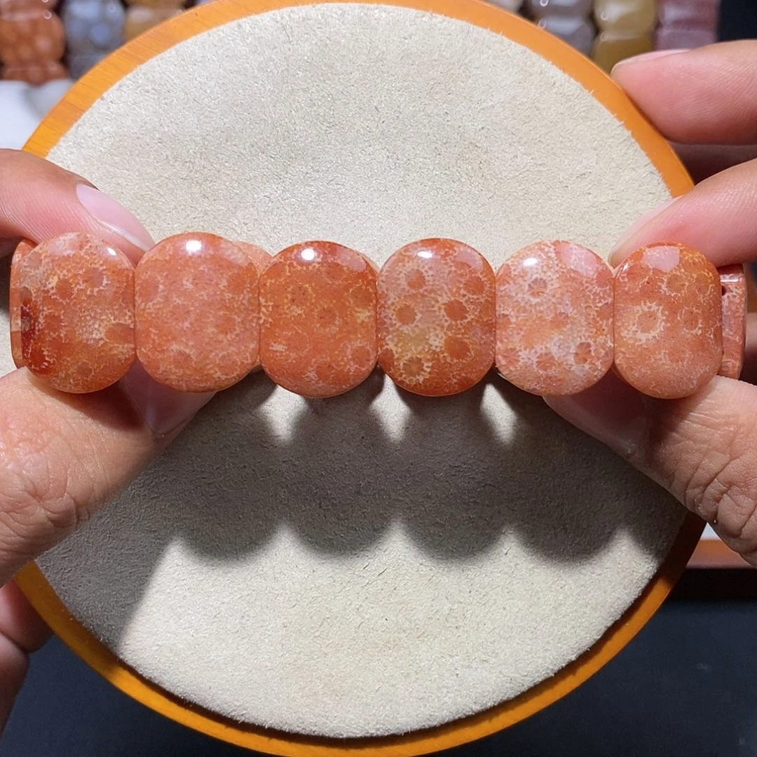 硅化珊瑚（珊瑚玉）手串未镶嵌红冰53