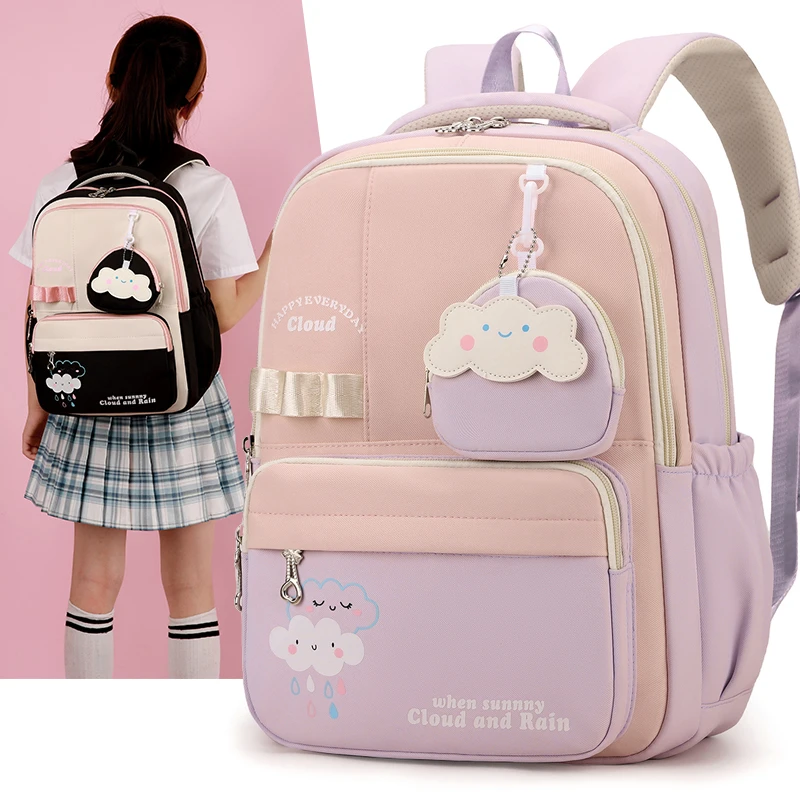 新款撞色减负护脊大容量小学生书包一二三年级男女儿童超轻便背包