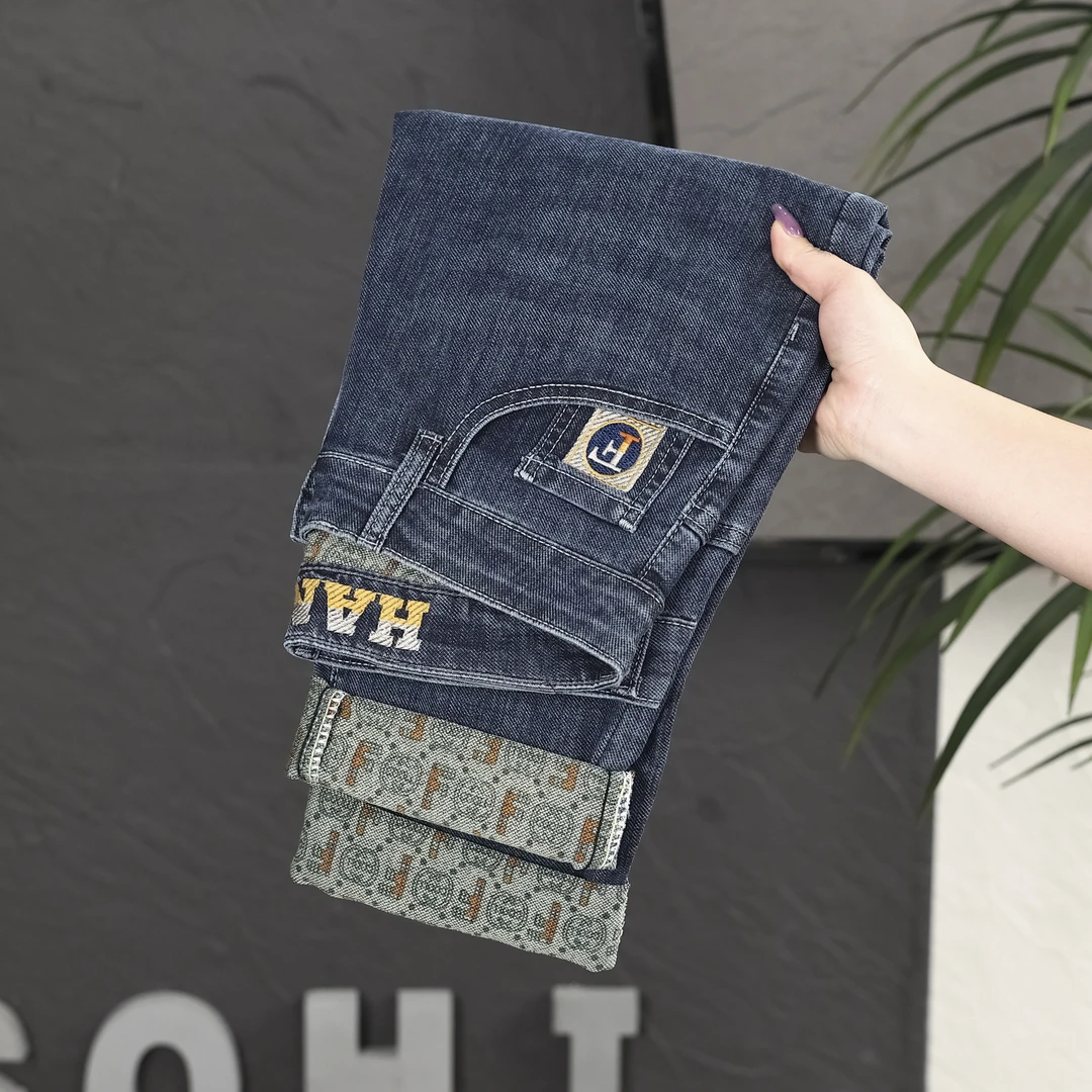 2025春夏新款潮牌百搭牛仔裤男士修身小直筒男士裤子休闲薄款裤子