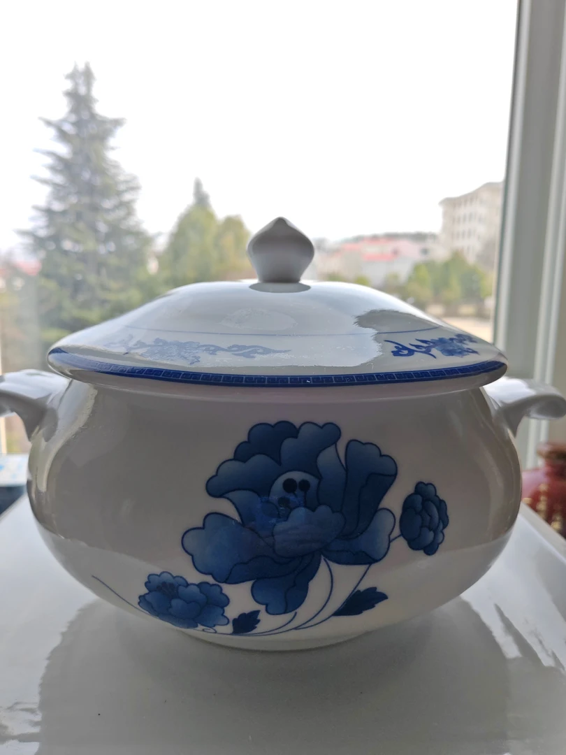 红叶陶瓷青花清韵官帽双耳品锅