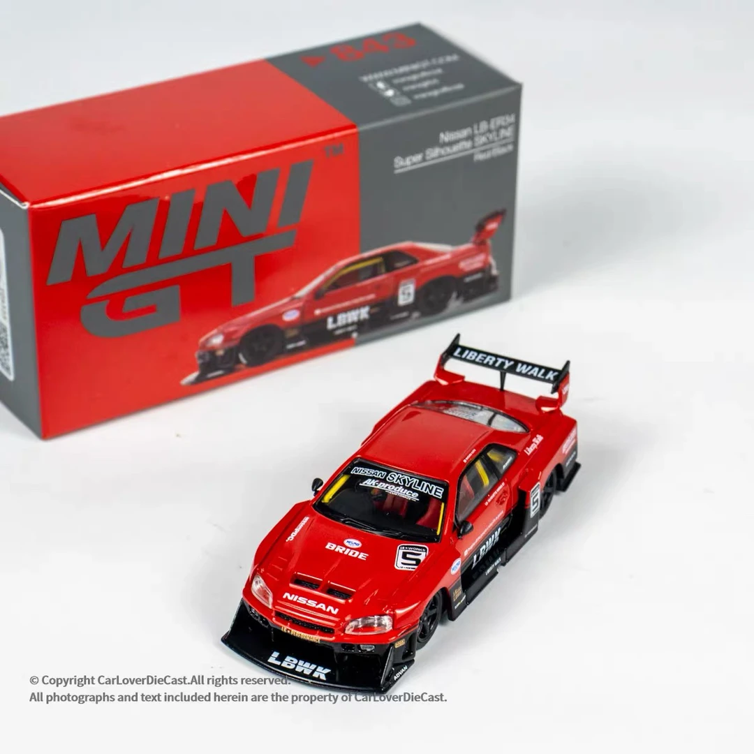 MINIGT 843尼桑剪影Nissan LB-ER34 Super合金车模1/64小比例模型