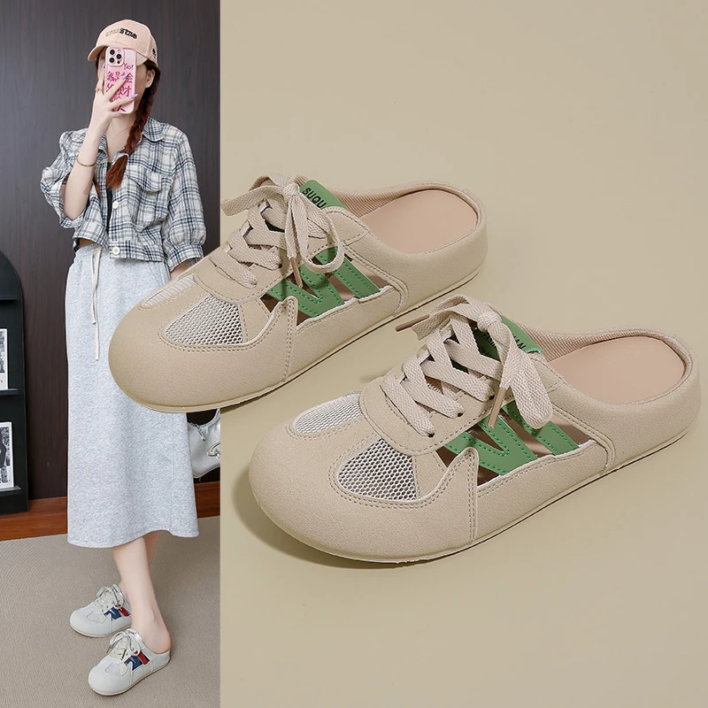 时尚拖鞋女2025夏季新款韩版百搭平底半拖鞋休闲百搭欧若风懒人鞋