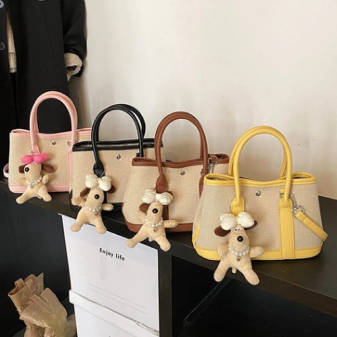 简约风小众托特包横式网红单肩包韩版便当包卡通韩式耐磨