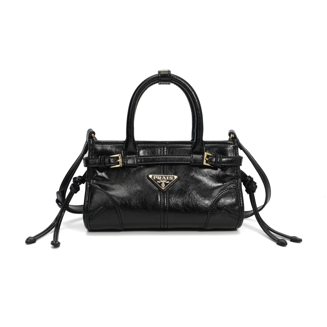 【高端定制】轻奢手提包时尚通勤潮流油蜡皮百搭高级感M-9046黑