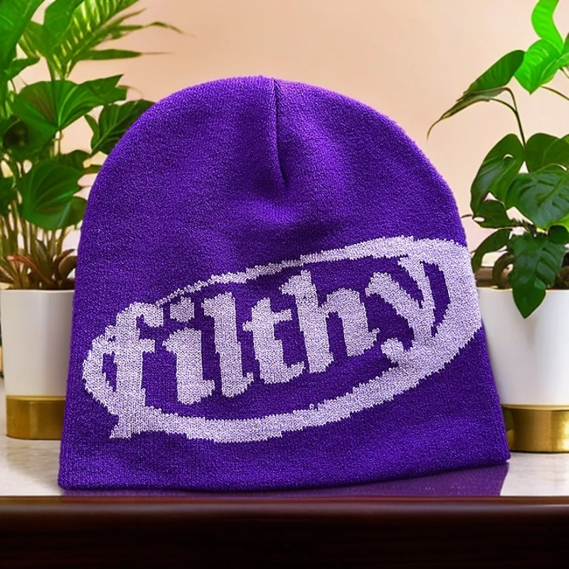 新款洋气美式字母针织嘻哈帽男女通用加厚网红冬季印花大头围冷帽